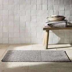 21"x34" Textured Bath Rug Gray - Casaluna™: Cotton, Woven, Low Pile, OEKO-TEX Certified