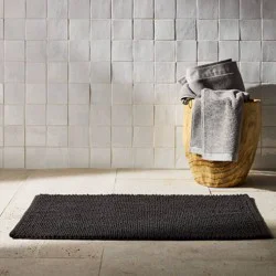 21"x34" Textured Bath Rug Washed Black - Casaluna™: Cotton, Woven, Low Pile, OEKO-TEX Certified