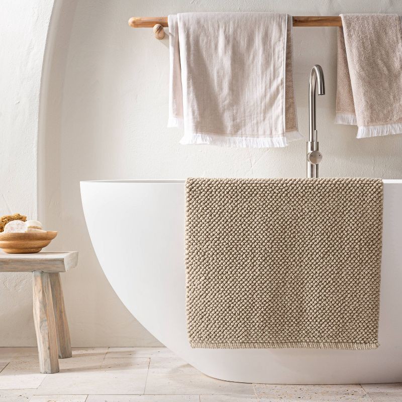 slide 2 of 4, 21"x34" Textured Bath Rug Sand - Casaluna™: Cotton, Woven, Low Pile, Machine Washable, OEKO-TEX Certified, 1 ct