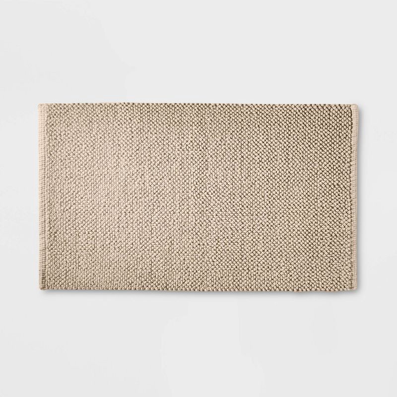 slide 1 of 4, 21"x34" Textured Bath Rug Sand - Casaluna™: Cotton, Woven, Low Pile, Machine Washable, OEKO-TEX Certified, 1 ct