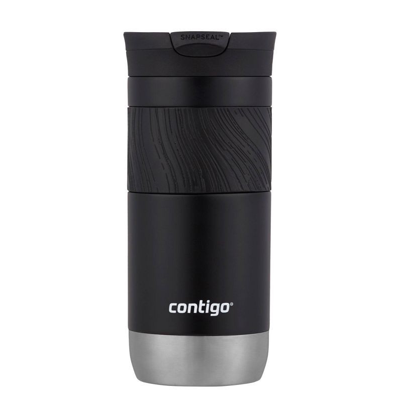 slide 1 of 5, Contigo Byron 2.0 16oz Stainless Steel Travel Mug with SNAPSEAL Lid and Grip Licorice: Insulated Cup for Travel, 16 oz