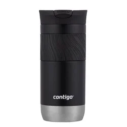 Contigo Byron 2.0 16oz Stainless Steel Travel Mug with SNAPSEAL Lid and Grip Licorice: Insulated Cup for Travel