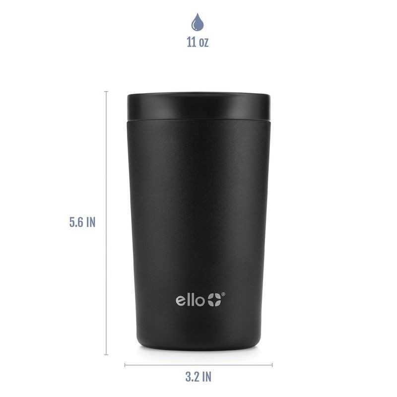 slide 7 of 7, Ello Jones 11oz Vacuum Insulated Stainless Steel Travel Mug Black: Coffee Cup for Hot & Cold Beverages, Dishwasher-Safe, 11 oz