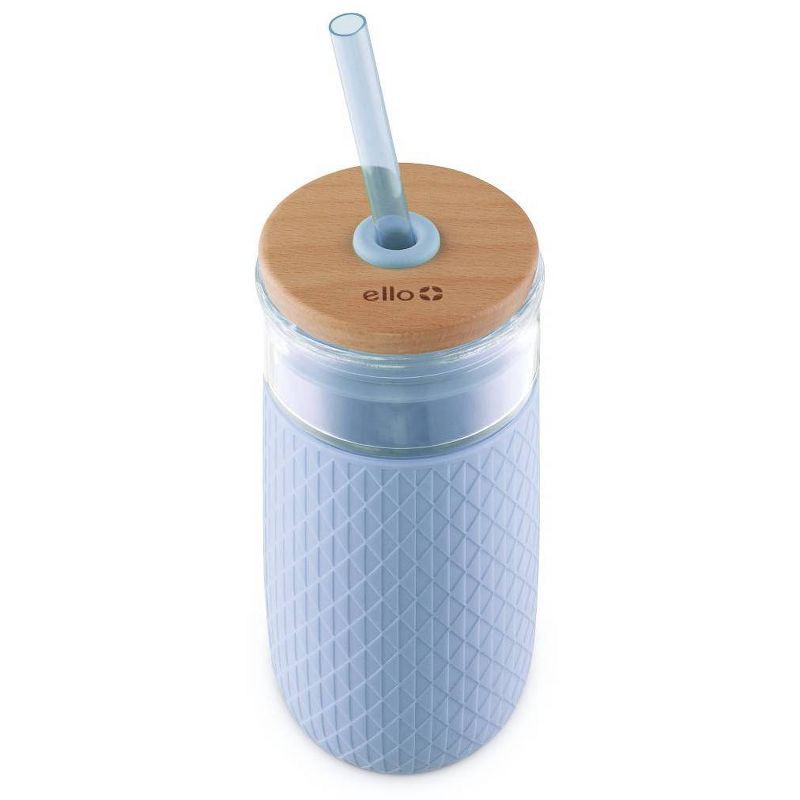 slide 2 of 5, Ello Devon 18oz Glass Tumbler with Lid - Blue, 18 oz