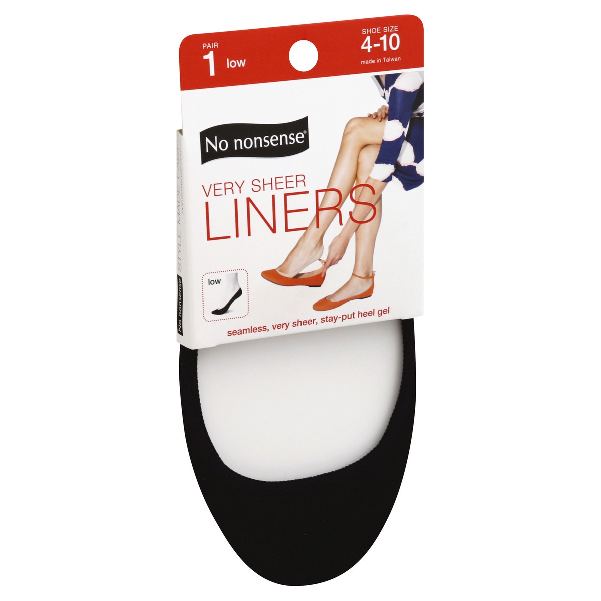 slide 2 of 8, No Nonsense Very Sheer Shoe Liner Socks Black, 1 pair