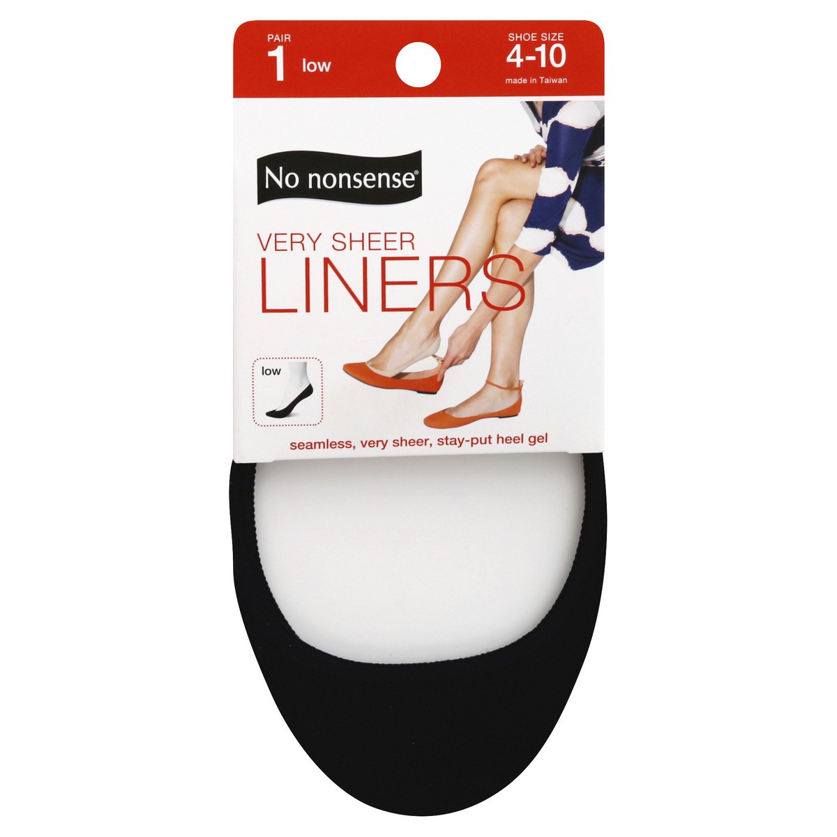 slide 1 of 8, No Nonsense Very Sheer Shoe Liner Socks Black, 1 pair