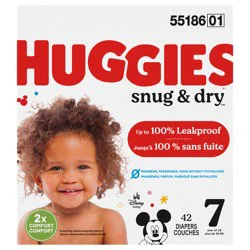 Huggies Snug & Dry Baby Diapers, Size 7 (41+ lbs), 42 Ct