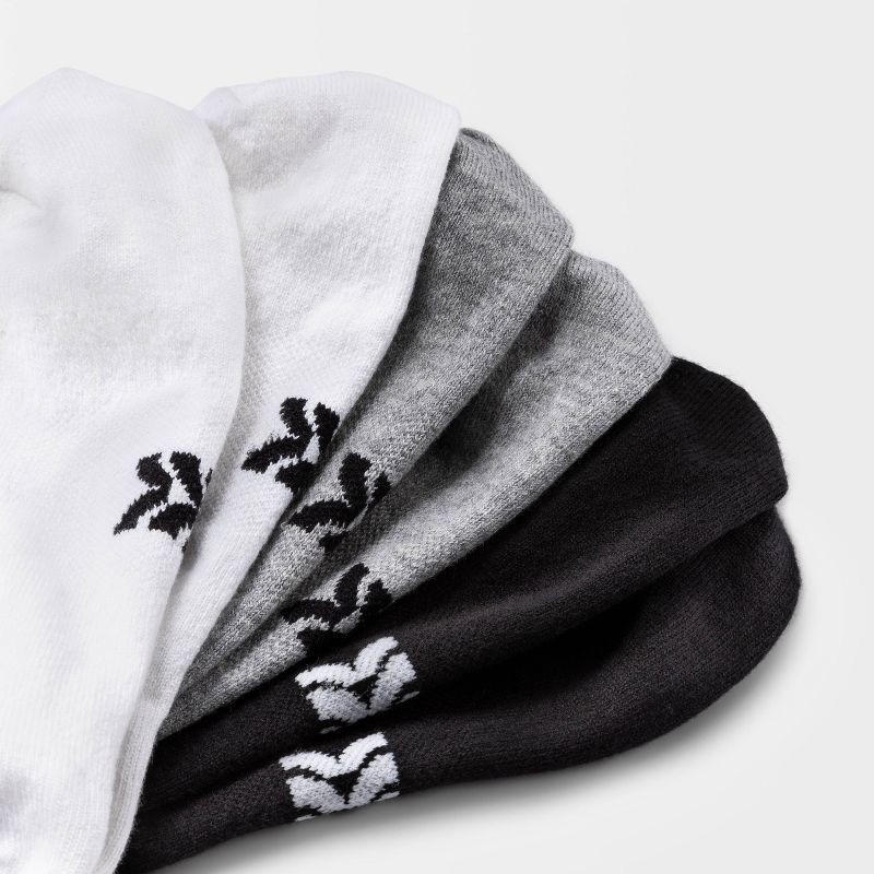 slide 3 of 3, Women's Lightweight Active Mesh 6pk No Show Socks - All In Motion™ White/Heather Gray/Black 4-10: Moisture Wicking, Arch Support, 6 ct