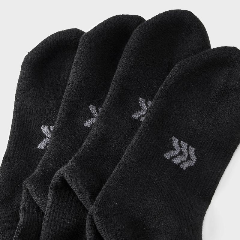 slide 3 of 3, Women's Cushioned 6pk Athletic Crew Socks - All In Motion™ Black 4-10: Moisture Wicking, Arch Support, Reinforced Heel & Toe, 6 ct