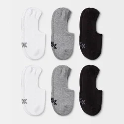 Women's Cushioned 6pk Liner Socks - All In Motion™ White/Heather Gray/Black 4-10: Moisture Wicking, Heavyweight Knit