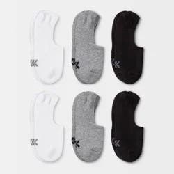 Women's Cushioned 6pk Liner Socks - All In Motion™ White/Heather Gray/Black 4-10: Moisture Wicking, Heavyweight Knit