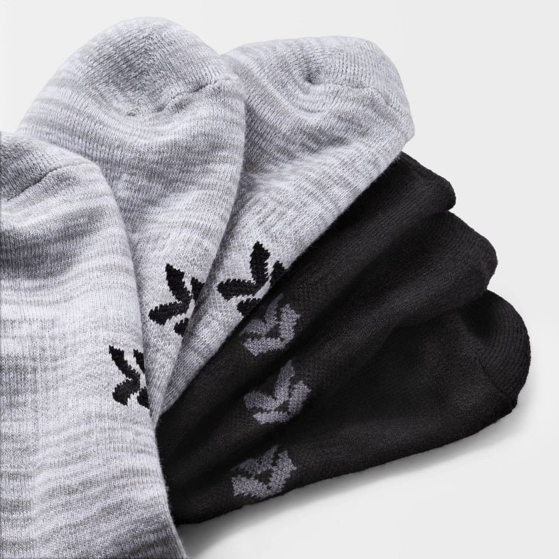 slide 3 of 3, Women's Extended Size Cushioned 6pk Low Cut Socks - All In Motion™ Heather Gray/Black 8-12: Moisture Wicking, Arch Support, 6 ct