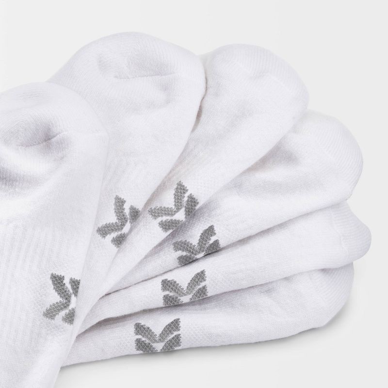 slide 3 of 3, Women's Cushioned 6pk No Show Socks - All In Motion™ White 4-10: Arch Support, Moisture Wicking, 6 ct