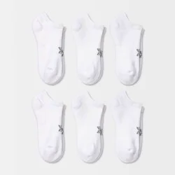 Women's Cushioned 6pk No Show Socks - All In Motion™ White 4-10: Arch Support, Moisture Wicking