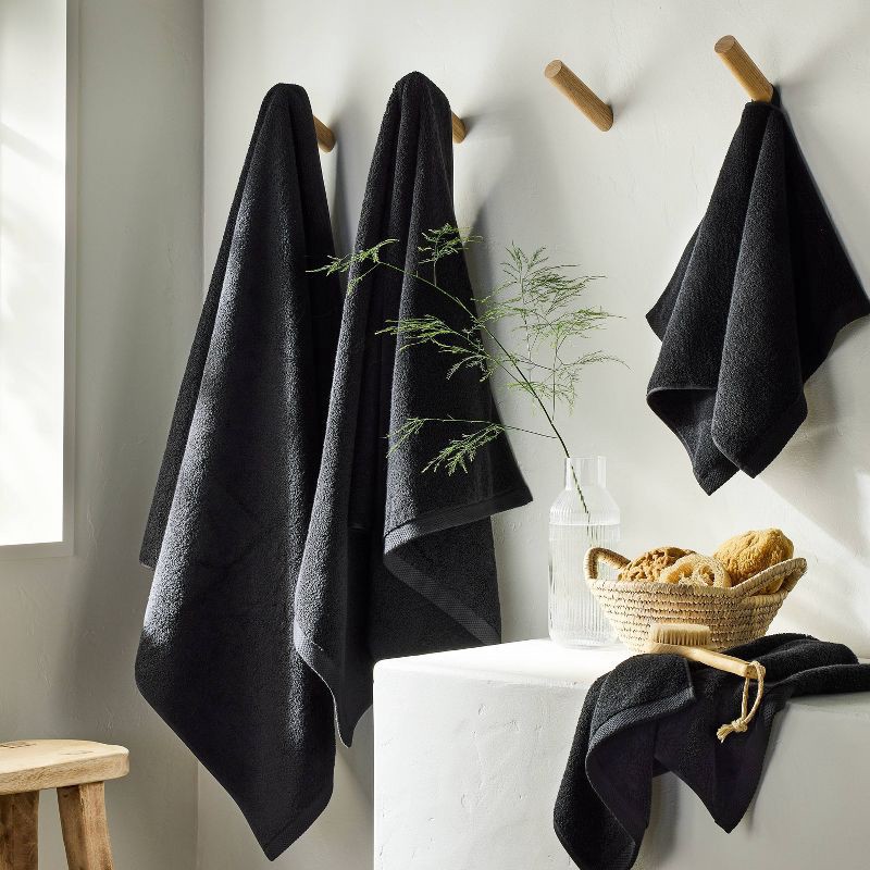slide 2 of 4, Organic Bath Towel Black - Casaluna™: Heavyweight 550-800 GSM, Fade-Resistant, Low Lint, GOTS Certified, 1 ct