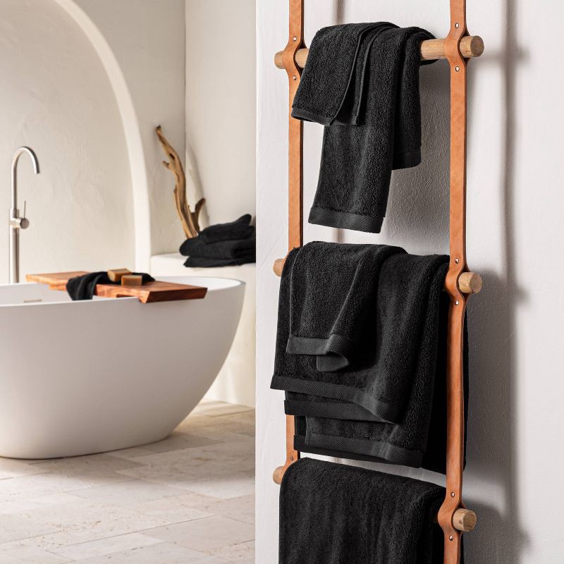 slide 2 of 4, Organic Bath Towel Black - Casaluna™: Heavyweight 550-800 GSM, Fade-Resistant, Low Lint, GOTS Certified, 1 ct