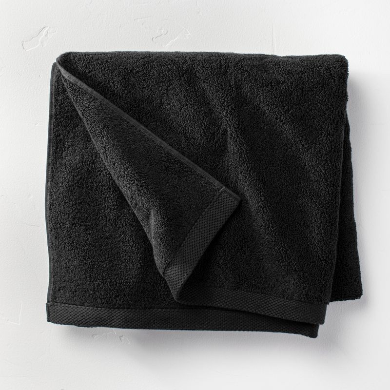 slide 1 of 4, Organic Bath Towel Black - Casaluna™: Heavyweight 550-800 GSM, Fade-Resistant, Low Lint, GOTS Certified, 1 ct