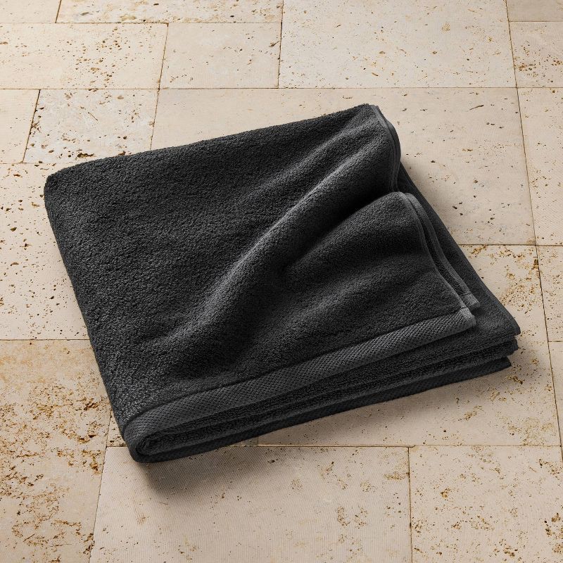 slide 1 of 4, Organic Bath Towel Black - Casaluna™: Heavyweight 550-800 GSM, Fade-Resistant, Low Lint, GOTS Certified, 1 ct