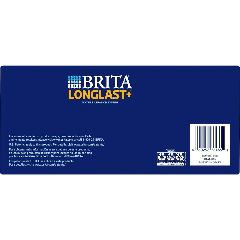 slide 5 of 5, Brita Water Filter Soho Water Pitcher Dispensers with Longlast Water Filter - White, 1 ct