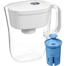 Brita Water Filter 6 Cup Denali Water Pitcher Dispenser - White: Easy-Fill Lid, Electronic Indicator