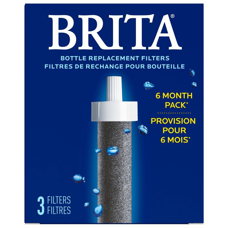 slide 2 of 11, Brita 3ct Bottle Filter - Black: Replacement Water Filters, BPA-Free, Reduces Odors, Fits Brita Pitchers & Dispensers, 3 ct