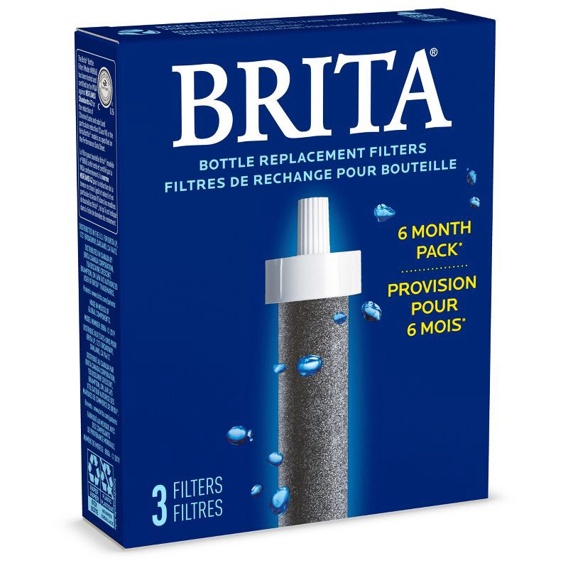 slide 8 of 11, Brita 3ct Bottle Filter - Black: Replacement Water Filters, BPA-Free, Reduces Odors, Fits Brita Pitchers & Dispensers, 3 ct