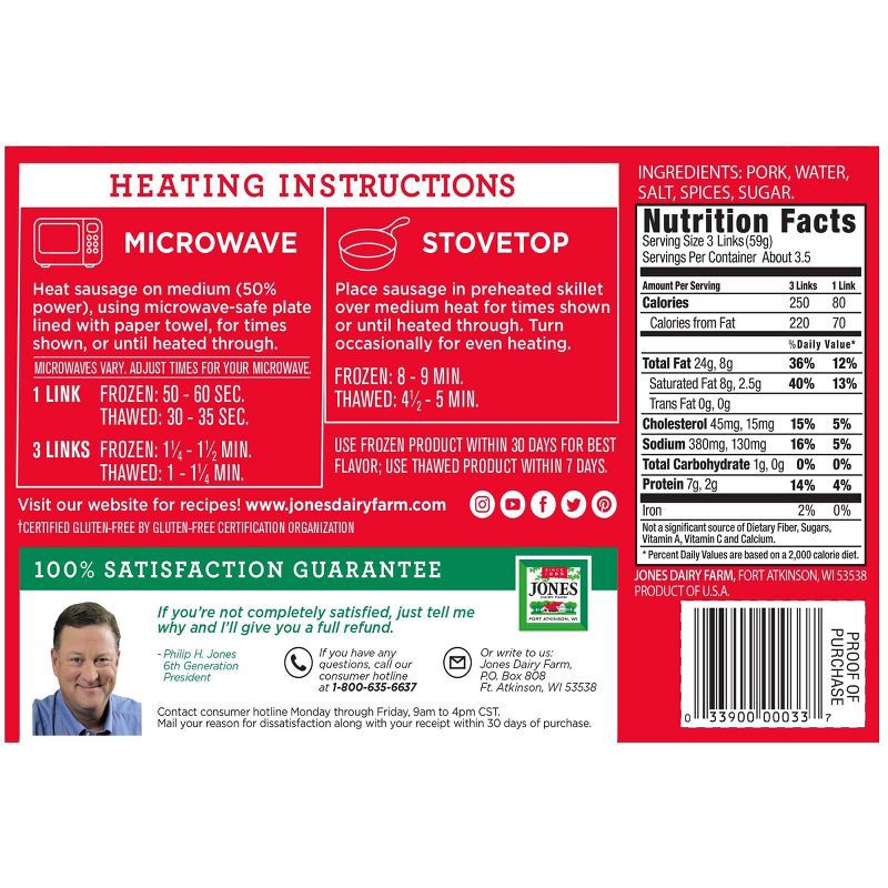 slide 2 of 5, Jones Farm Frozen All Natural Pork Sausage Links - 10ct/7oz, 10 ct; 7 oz
