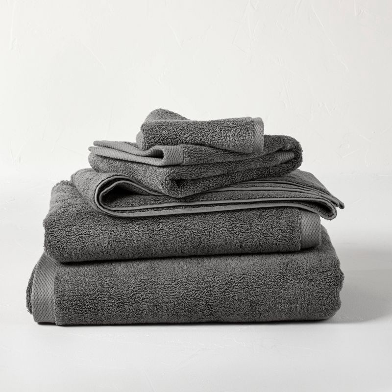 slide 4 of 4, Organic Bath Sheet Dark Gray - Casaluna™: 100% Organic Cotton, Heavyweight 550-800 GSM, Low Lint, Machine Washable, 1 ct