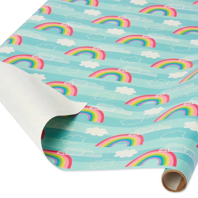 slide 2 of 3, Rainbow Clouds Kids' Birthday Wrapping Paper - Spritz™, 1 ct