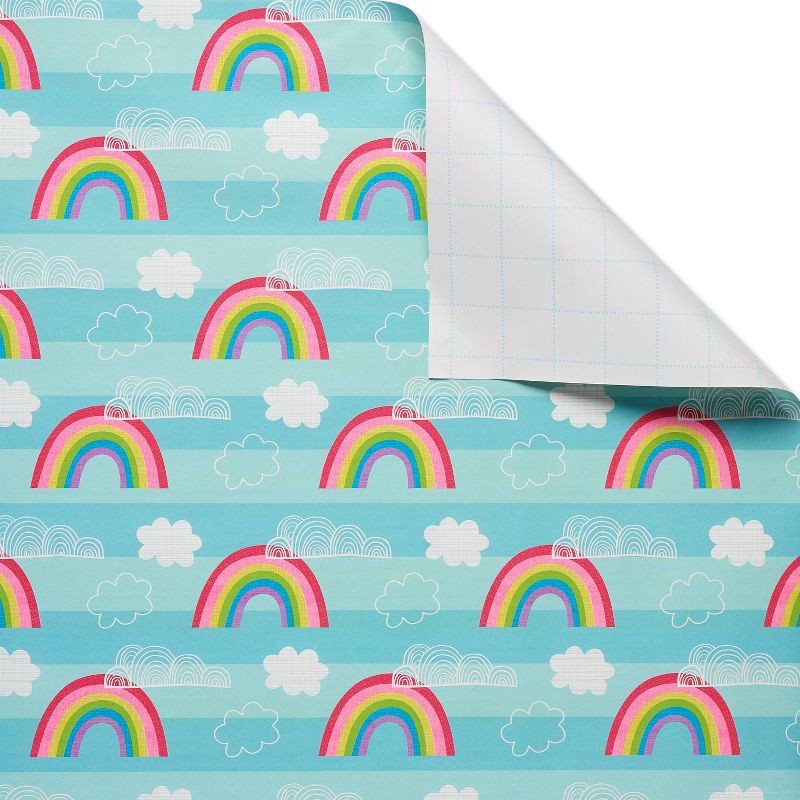 slide 3 of 3, Rainbow Clouds Kids' Birthday Wrapping Paper - Spritz™, 1 ct