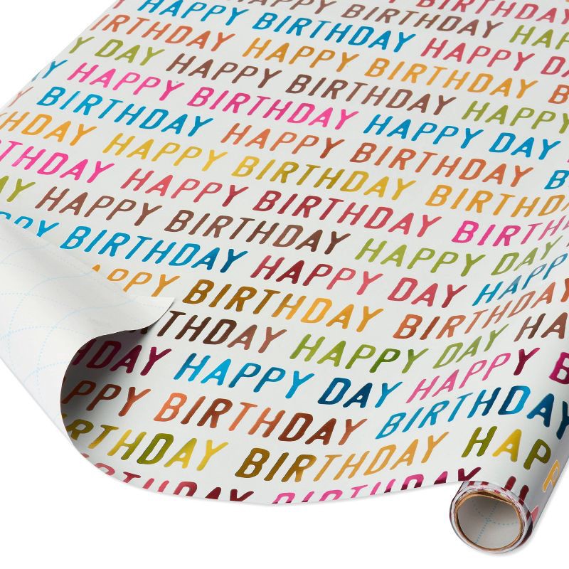 slide 2 of 3, Happy Birthday Colorful Print Wrapping Paper - Spritz™, 1 ct