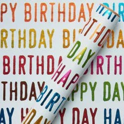 20 Sq Ft Happy Birthday Colorful Print Wrapping Paper - Spritz™