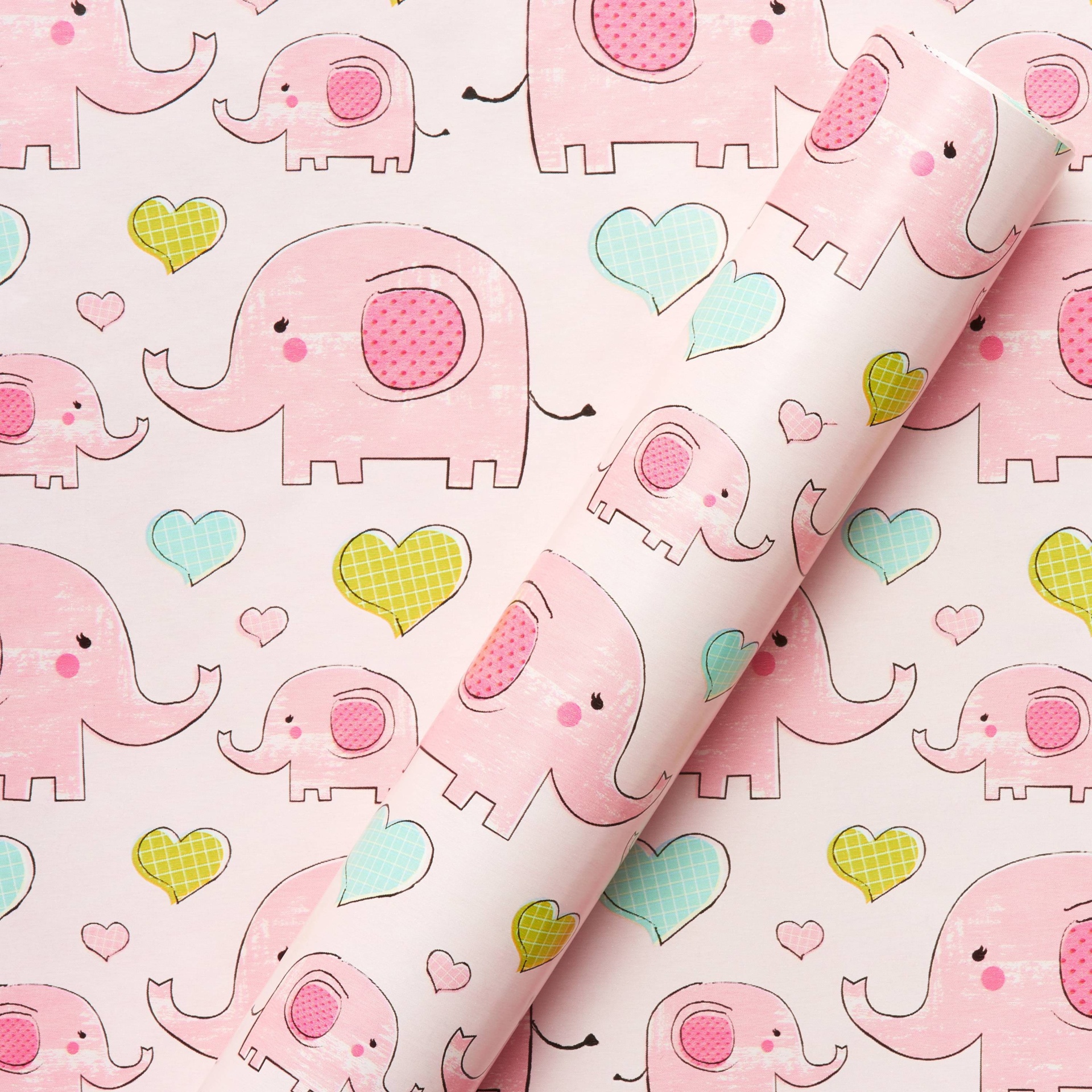 Elephant and Hearts Baby Wrapping Paper - Spritz 1 ct