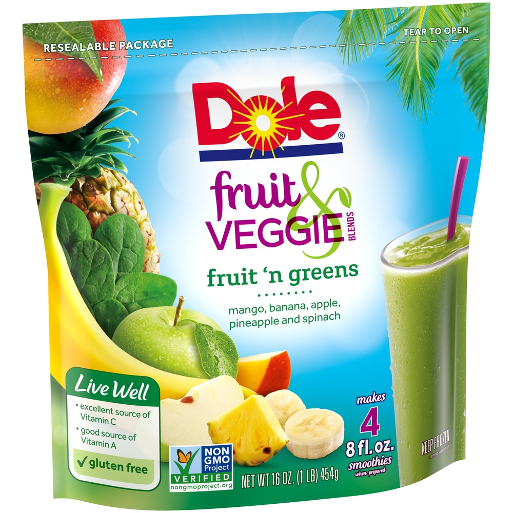 slide 2 of 8, Dole Fruit & Veggie Fruit 'N Greens, 14 oz