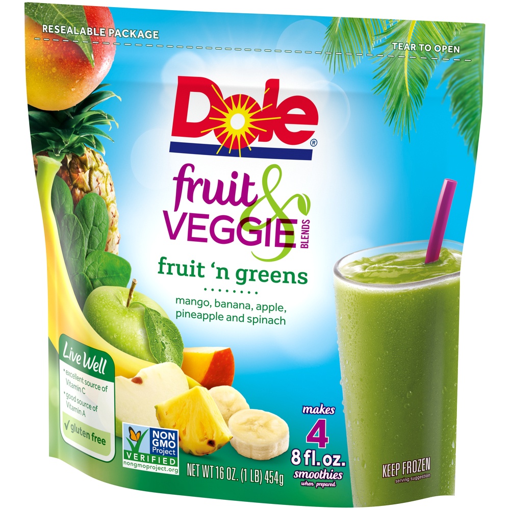 slide 3 of 8, Dole Fruit & Veggie Fruit 'N Greens, 14 oz