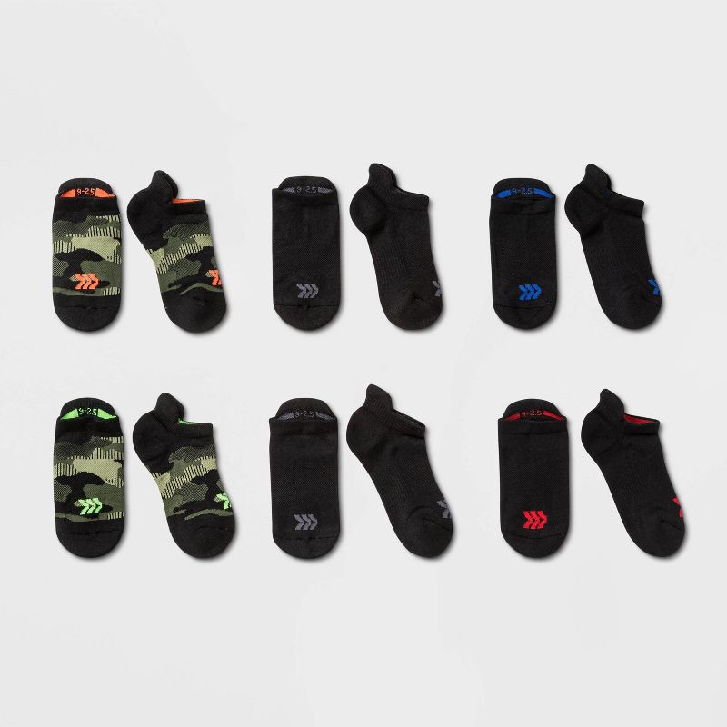 slide 1 of 2, Kids' 6pk No Show Tab Athletic Socks - All In Motion™ Camo M, 6 ct