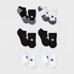 Kids' 6pk No Show Athletic Socks - All In Motion™ Black/White M