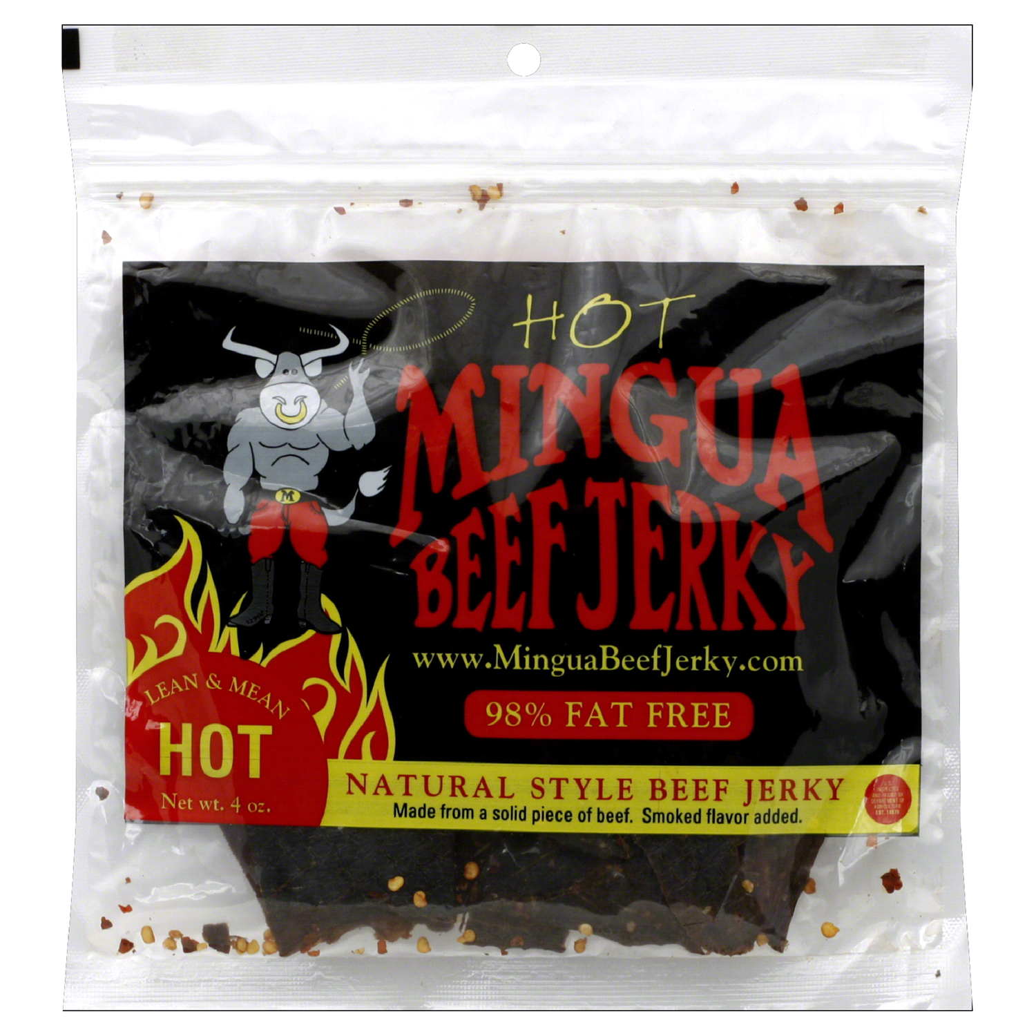 slide 1 of 1, Mingua Beef Jerky, Hot, 3.5 oz