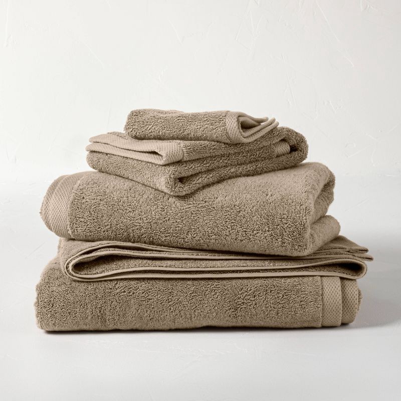 slide 4 of 4, Organic Bath Towel Dark Sand - Casaluna™: Heavyweight 550-800 GSM, Low Lint, Fade-Resistant, 1 ct