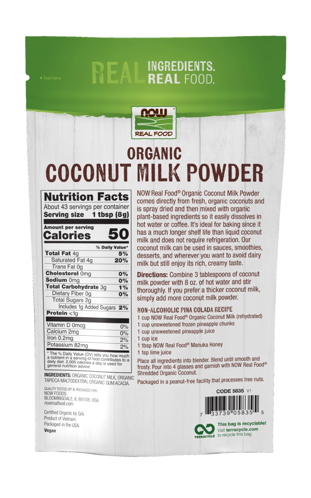 slide 2 of 3, NOW Natural Foods Coconut Milk Powder, Organic - 12 oz., 12 oz