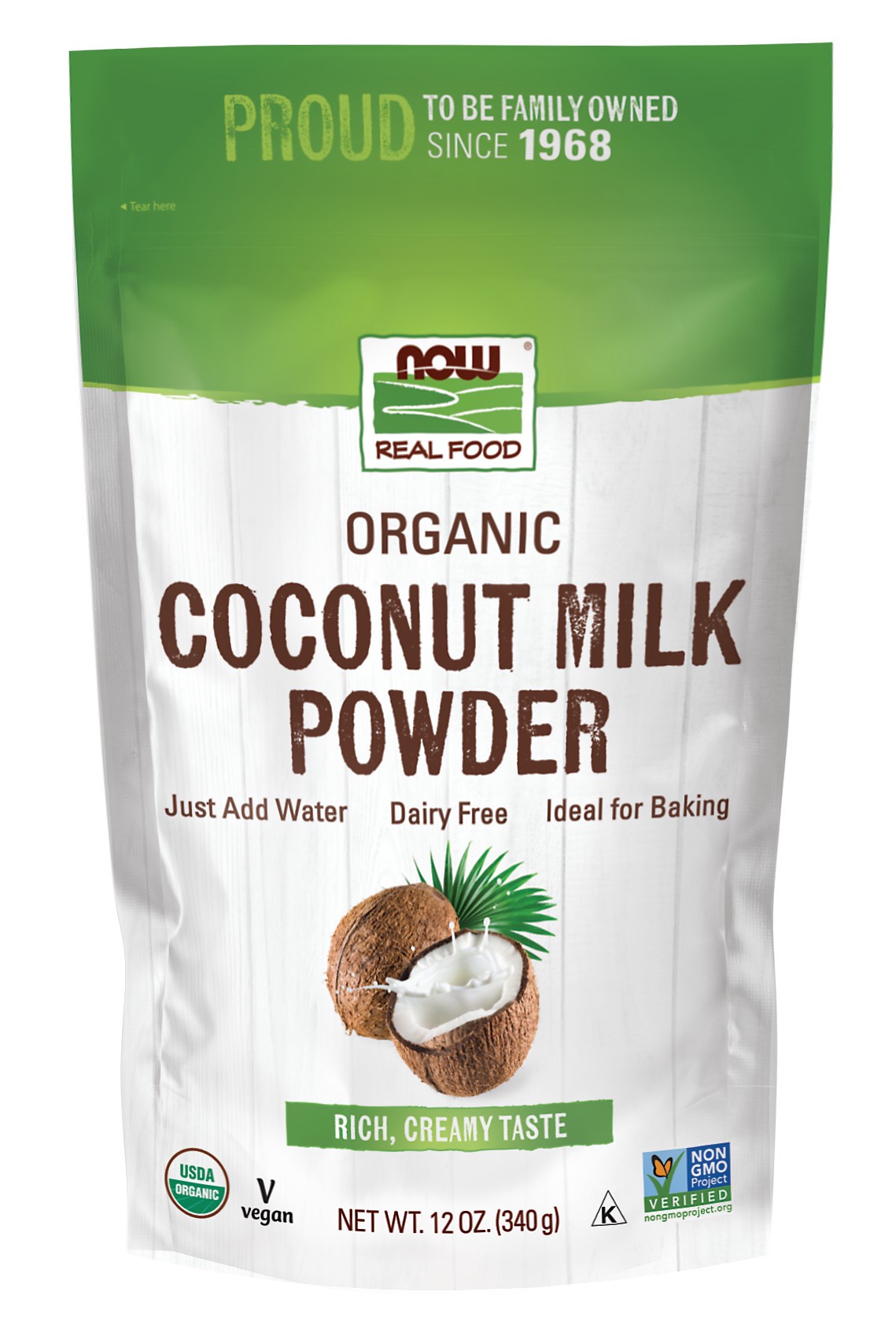 slide 1 of 3, NOW Natural Foods Coconut Milk Powder, Organic - 12 oz., 12 oz