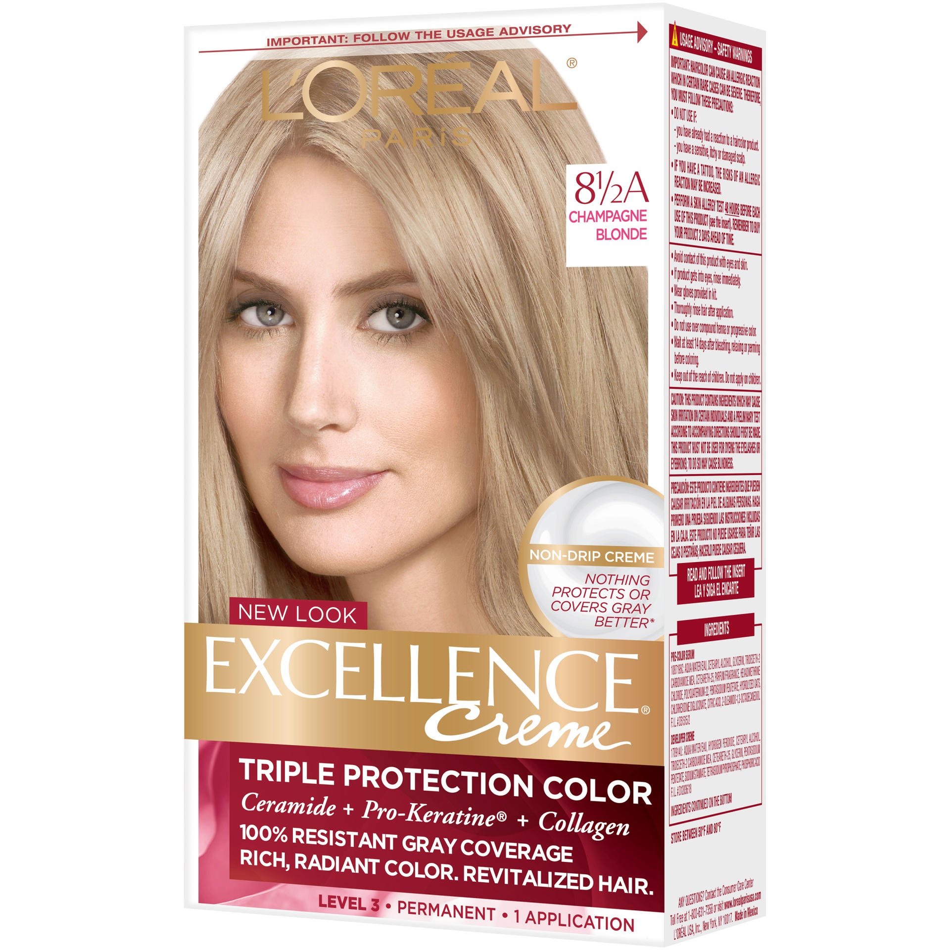 slide 3 of 7, L'Oréal Excellence Triple Protection Permanent Hair Color - 6.3 fl oz - 8.5A Champagne Blonde - 1 Kit, 1 ct