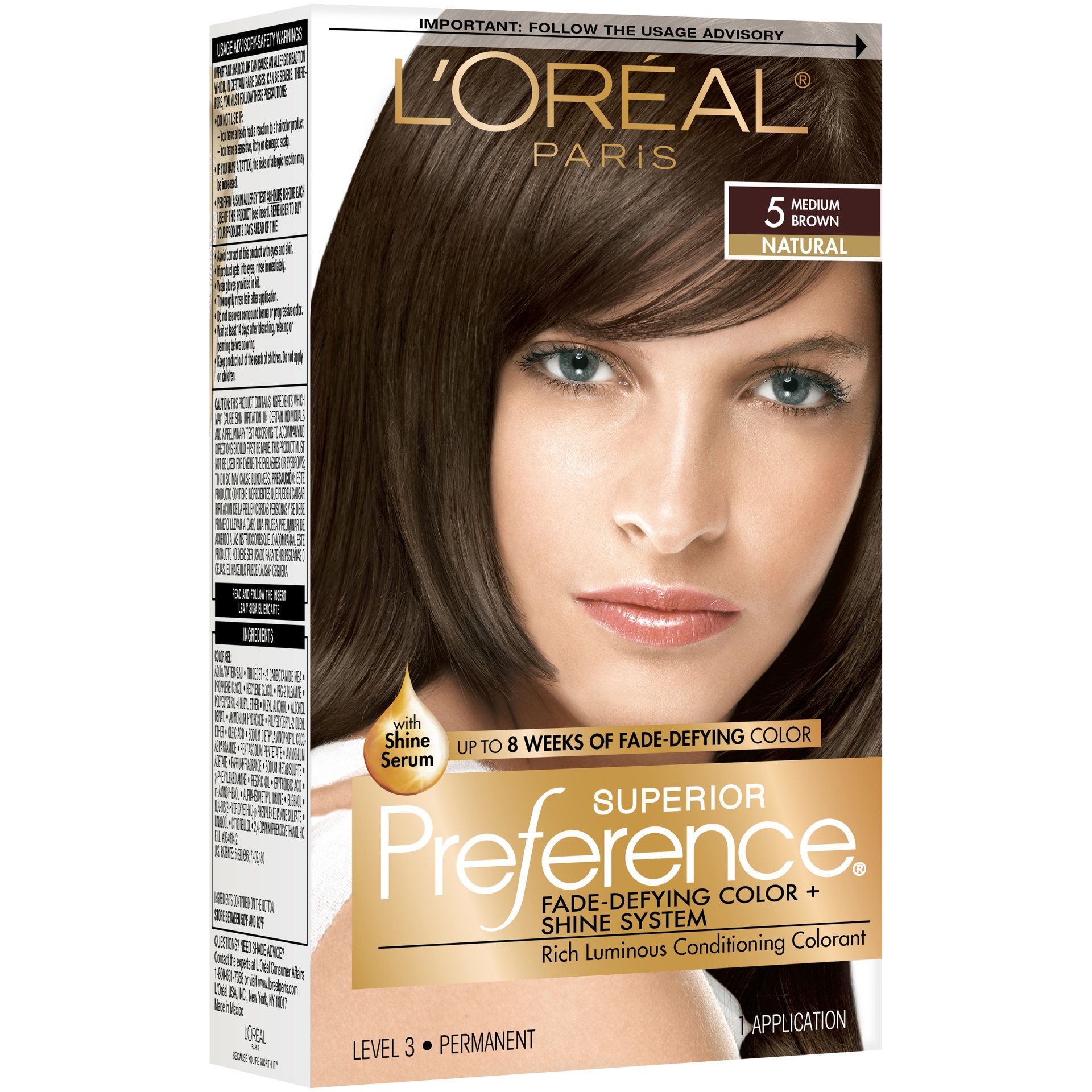 slide 5 of 8, L'Oréal Superior Preference Fade-Defying Color + Shine System - 5 M Brown - 1 Kit, 1 ct