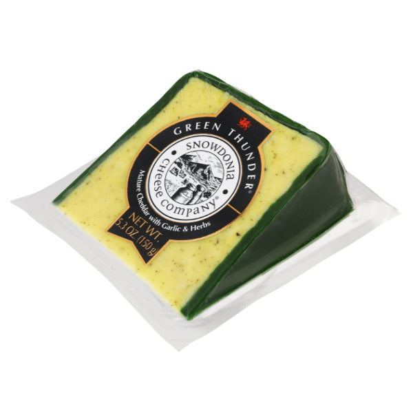 slide 1 of 1, Snowdonia Cheese Company Mature Cheddar, with Garlic & Herbs, Green Thunder, 5.3 Ounce, 5.3 oz