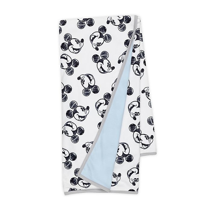 slide 1 of 5, Disney Mickey Mouse Sketch Receiving Blanket - White/Blue, 1 ct