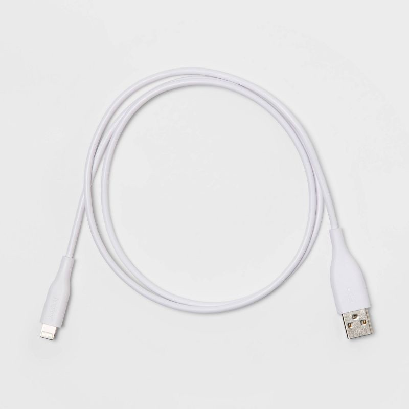 slide 3 of 3, 3' Lightning to USB-A Round Cable - heyday™ White, 1 ct