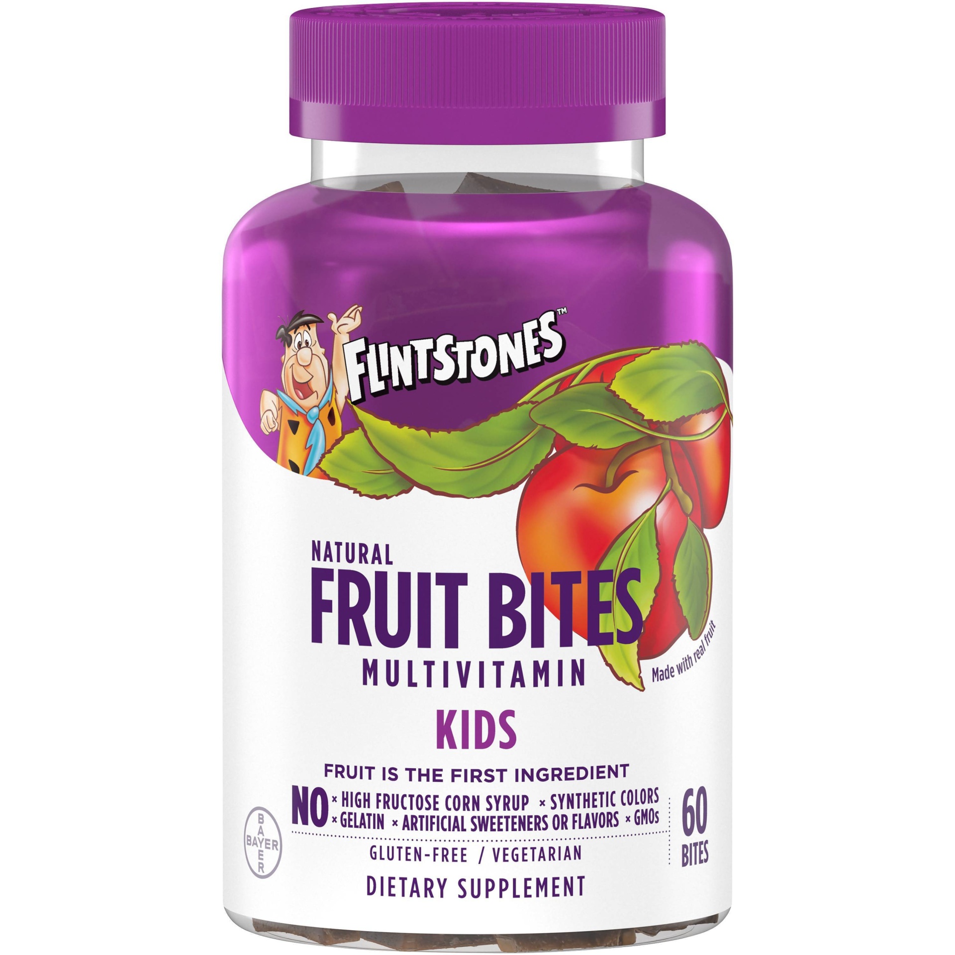 slide 1 of 4, Flintstones Natural Fruit Bites Multivitamin Dietary Supplement, 60 ct