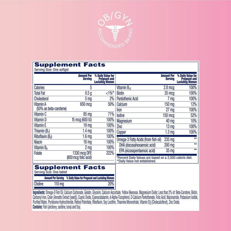 slide 8 of 8, One A Day Women's Prenatal Vitamin + Choline - 60ct, 60 ct