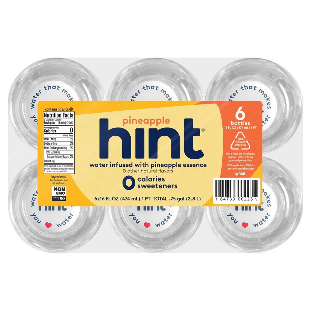 slide 5 of 9, hint Pineapple Flavored Water - 6pk/16 fl oz Bottles, 6 ct; 16 fl oz