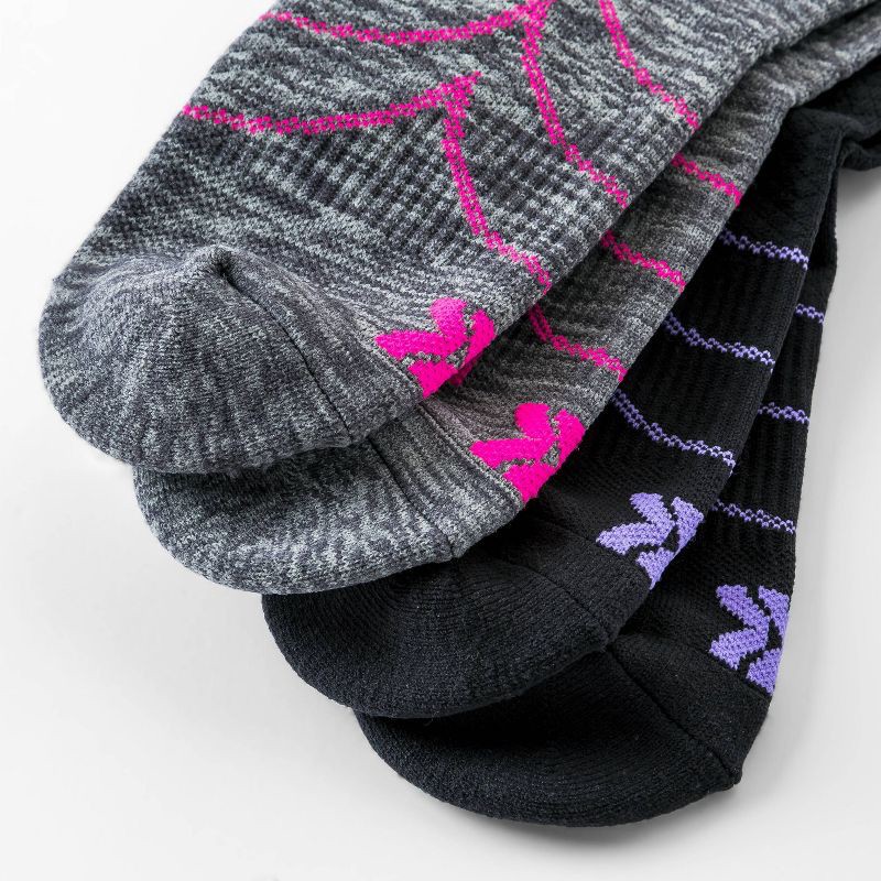 slide 3 of 3, Women's Compression 2pk Knee High Socks - All In Motion™ Gray/Black 4-10: Moisture Wicking, Arch Support, 2 ct